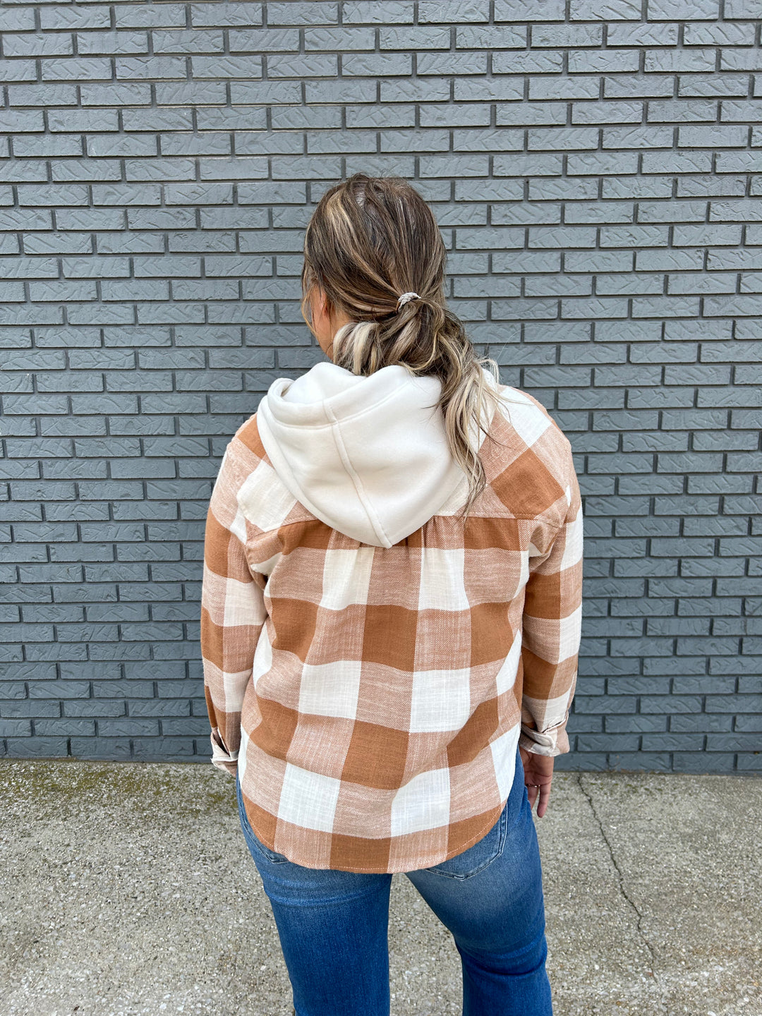 Gingham Flannel Hooded Shirt