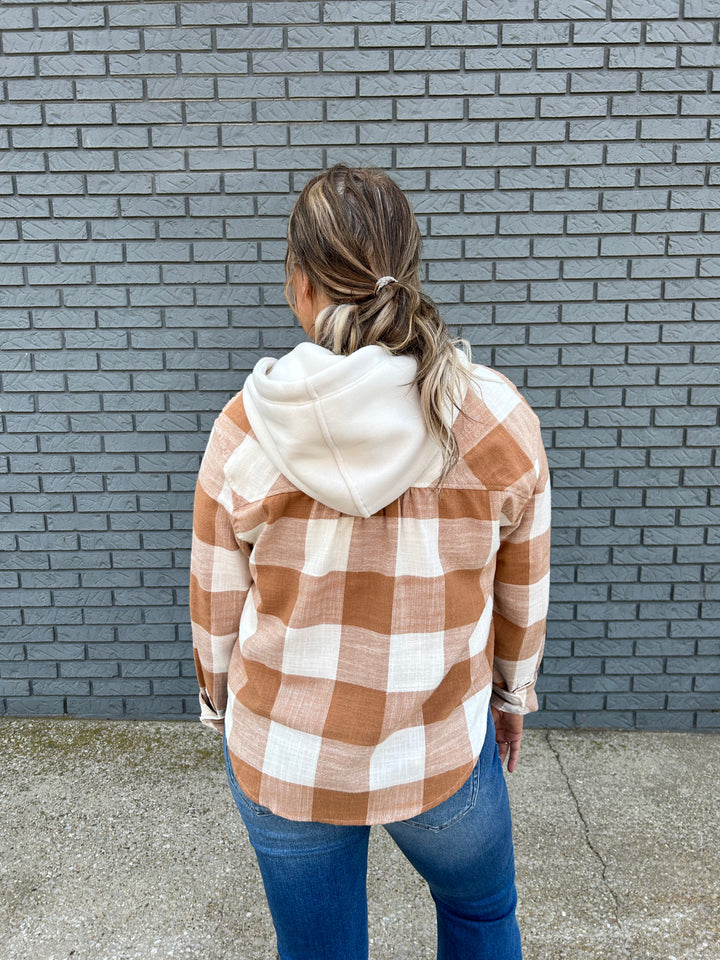 Gingham Flannel Hooded Shirt