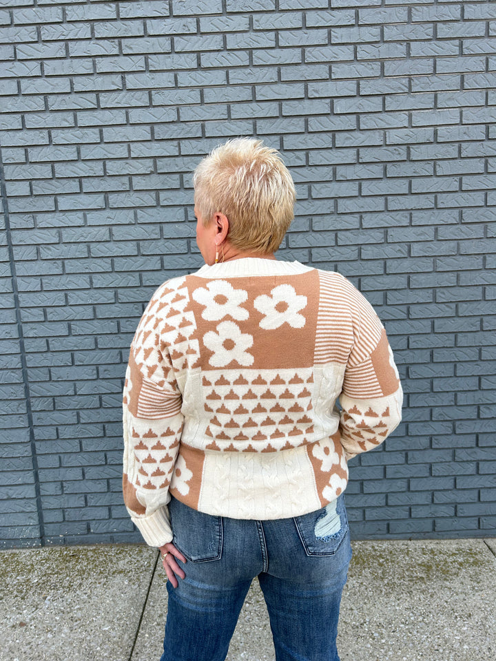 Mixed Knit Patchwork Sweater