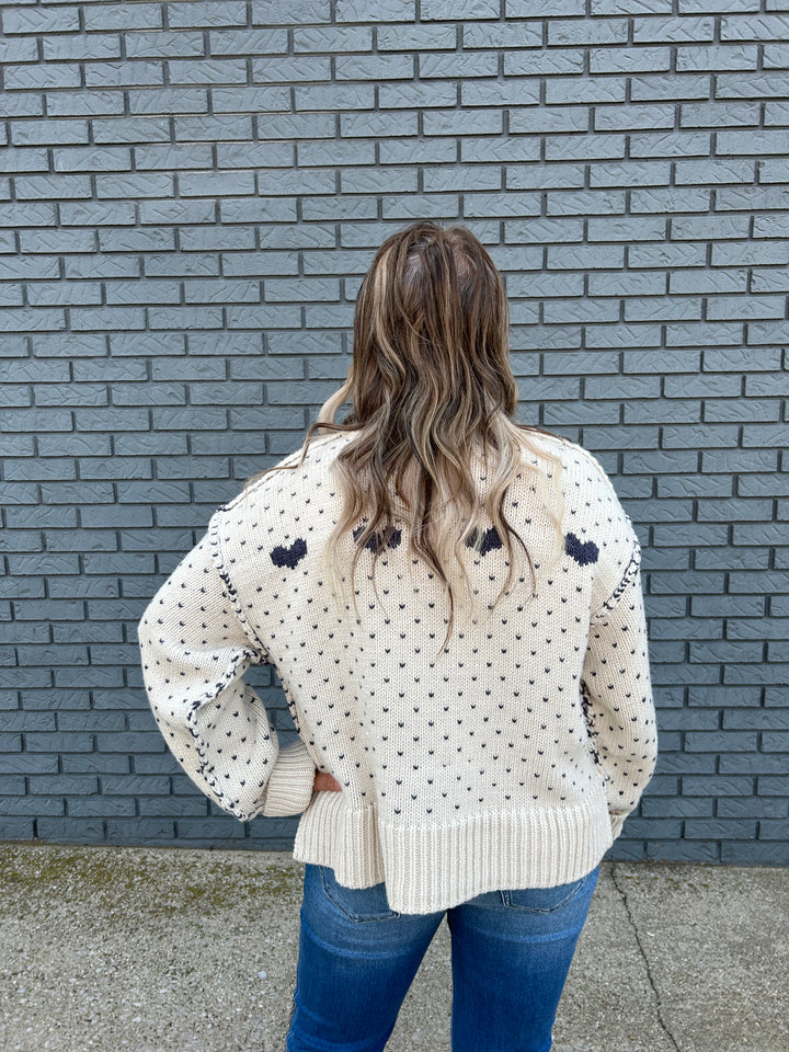 Heart Patterned Sweater Top