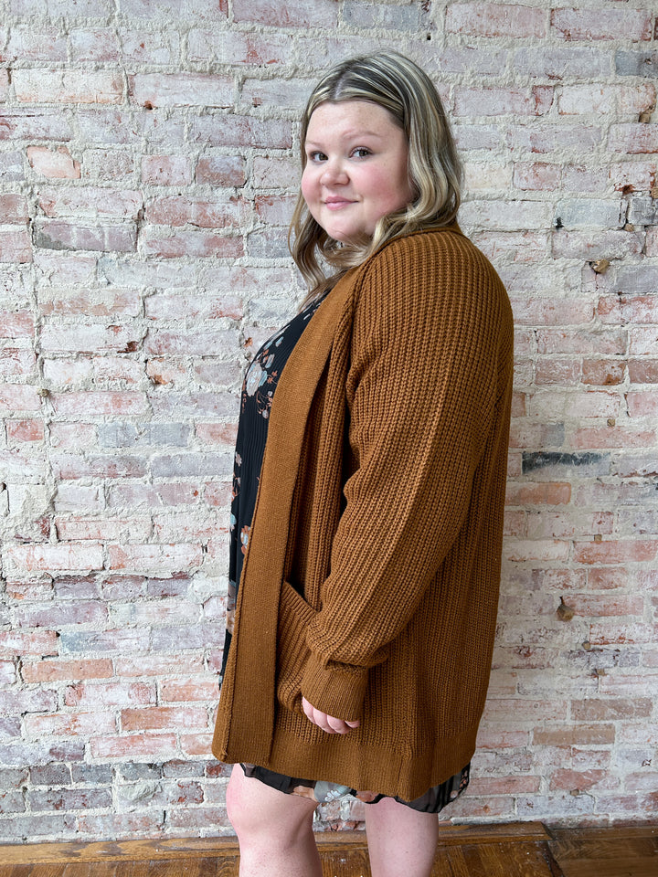 Textured Stitch Shawl Collar Cardi