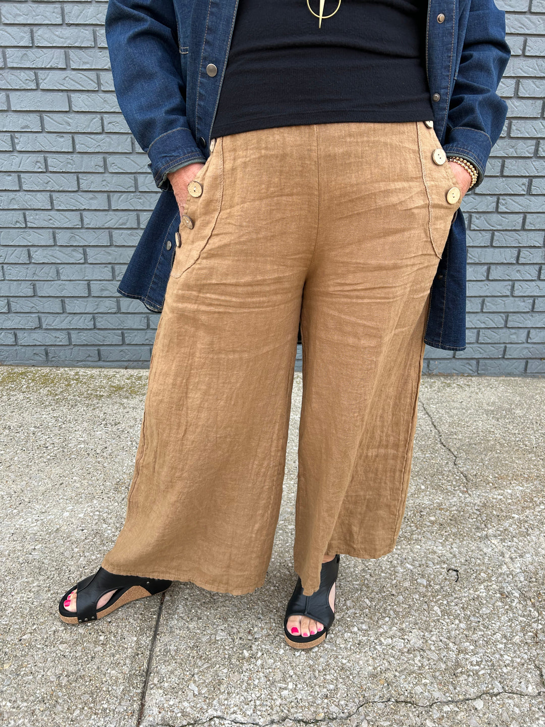 Solid Linen Palazzo Pant