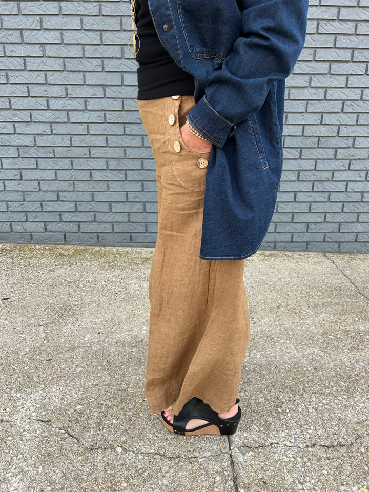 Solid Linen Palazzo Pant