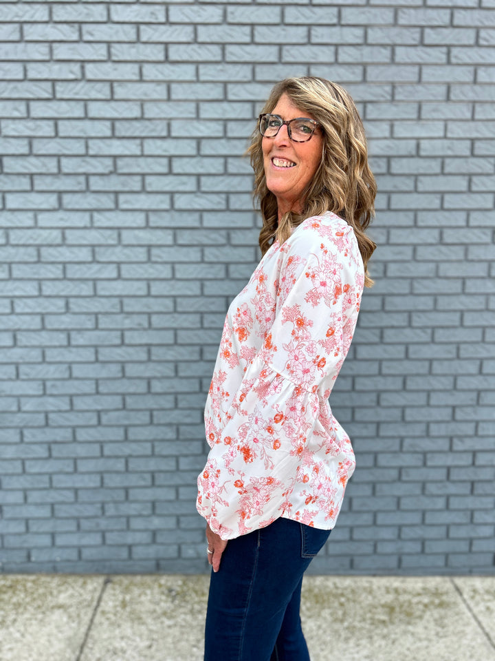 Floral Print Chiffon Top