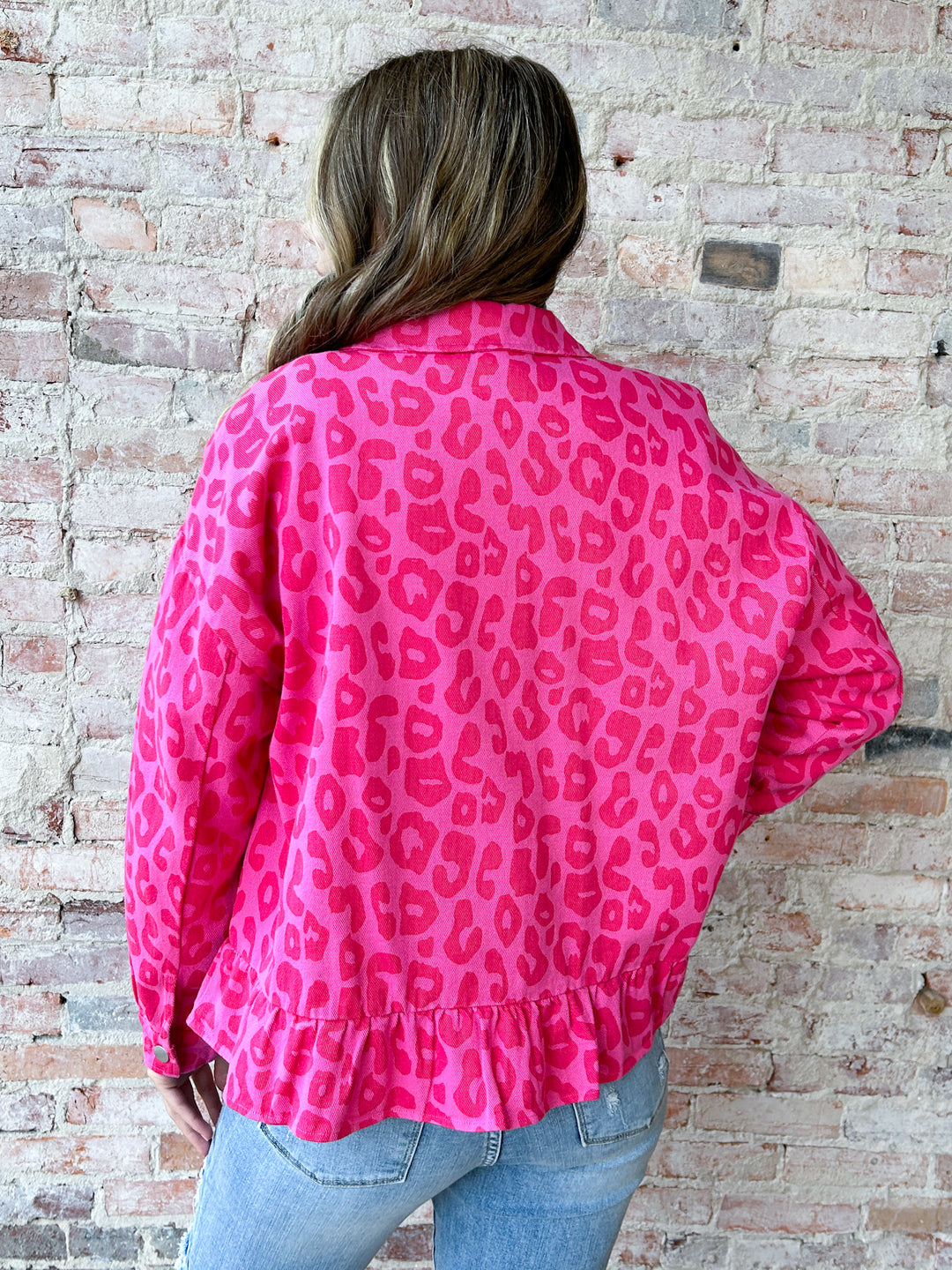 leopard print ruffle jacket