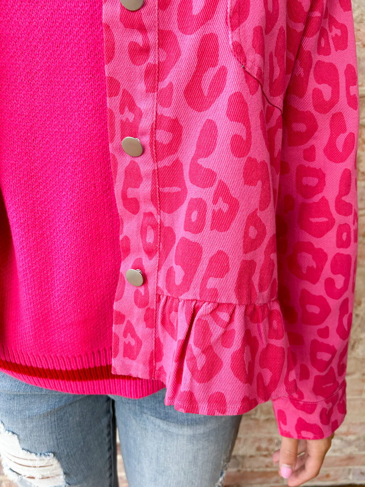 leopard print ruffle jacket