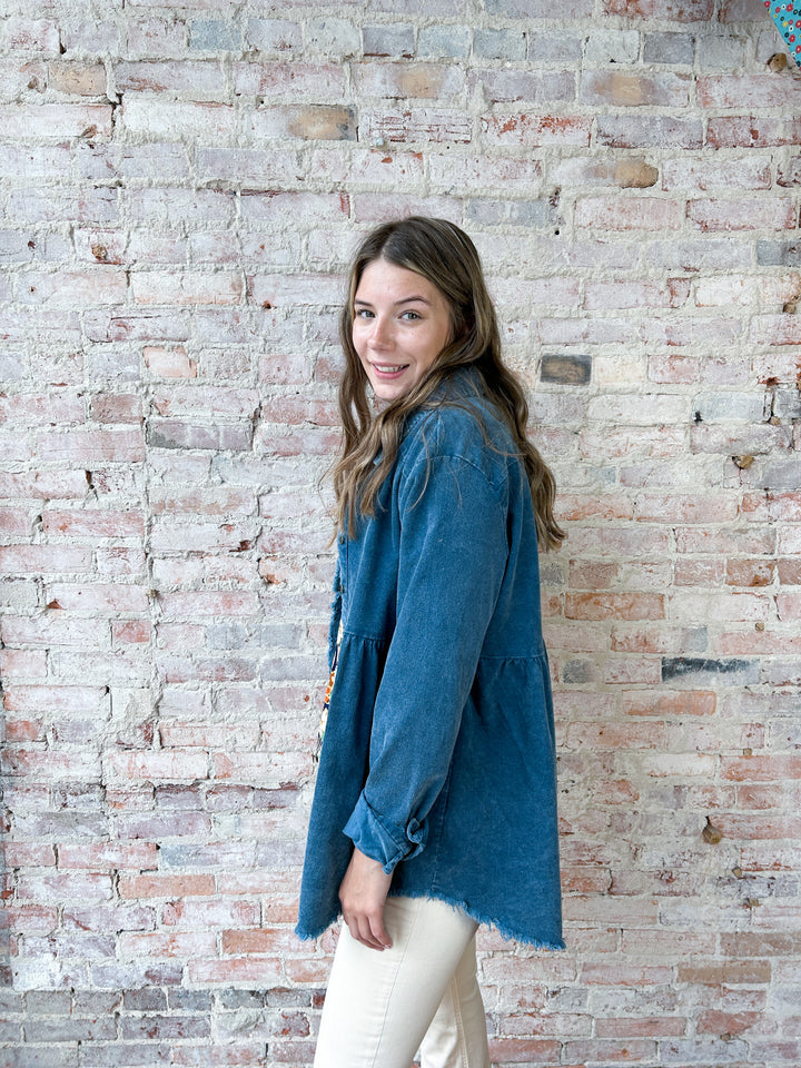 mineral wash tiered collar dress