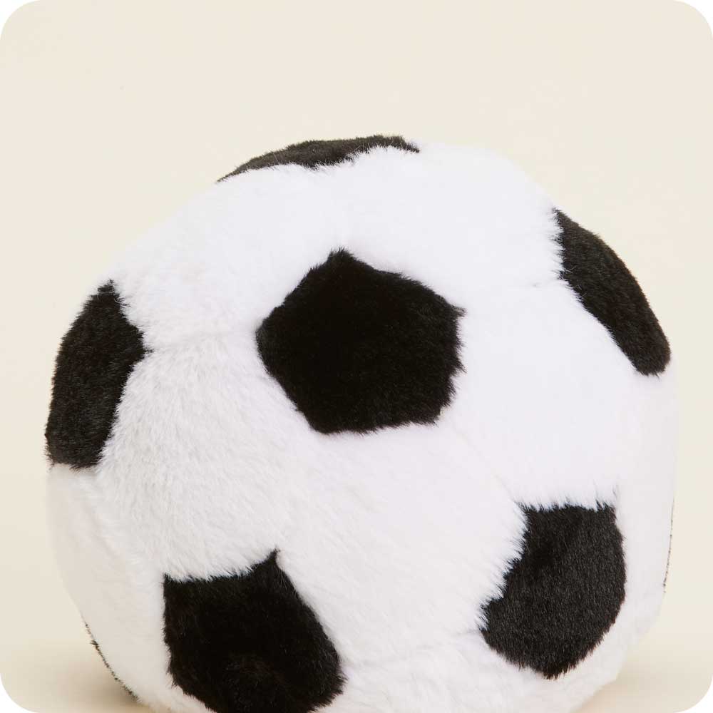 Warmies plush soccer ball with black and white pentagonal pattern
