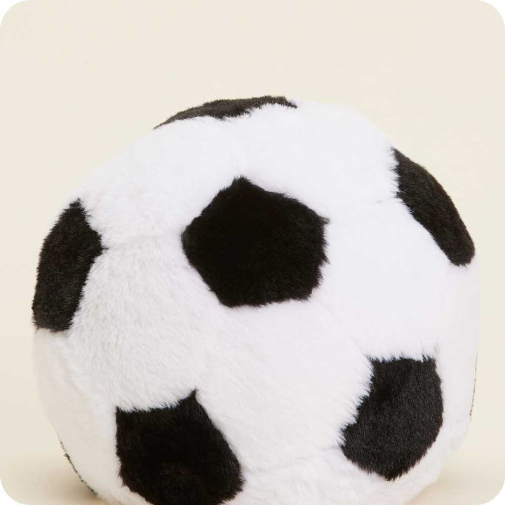 Warmies plush soccer ball with black and white pentagonal pattern