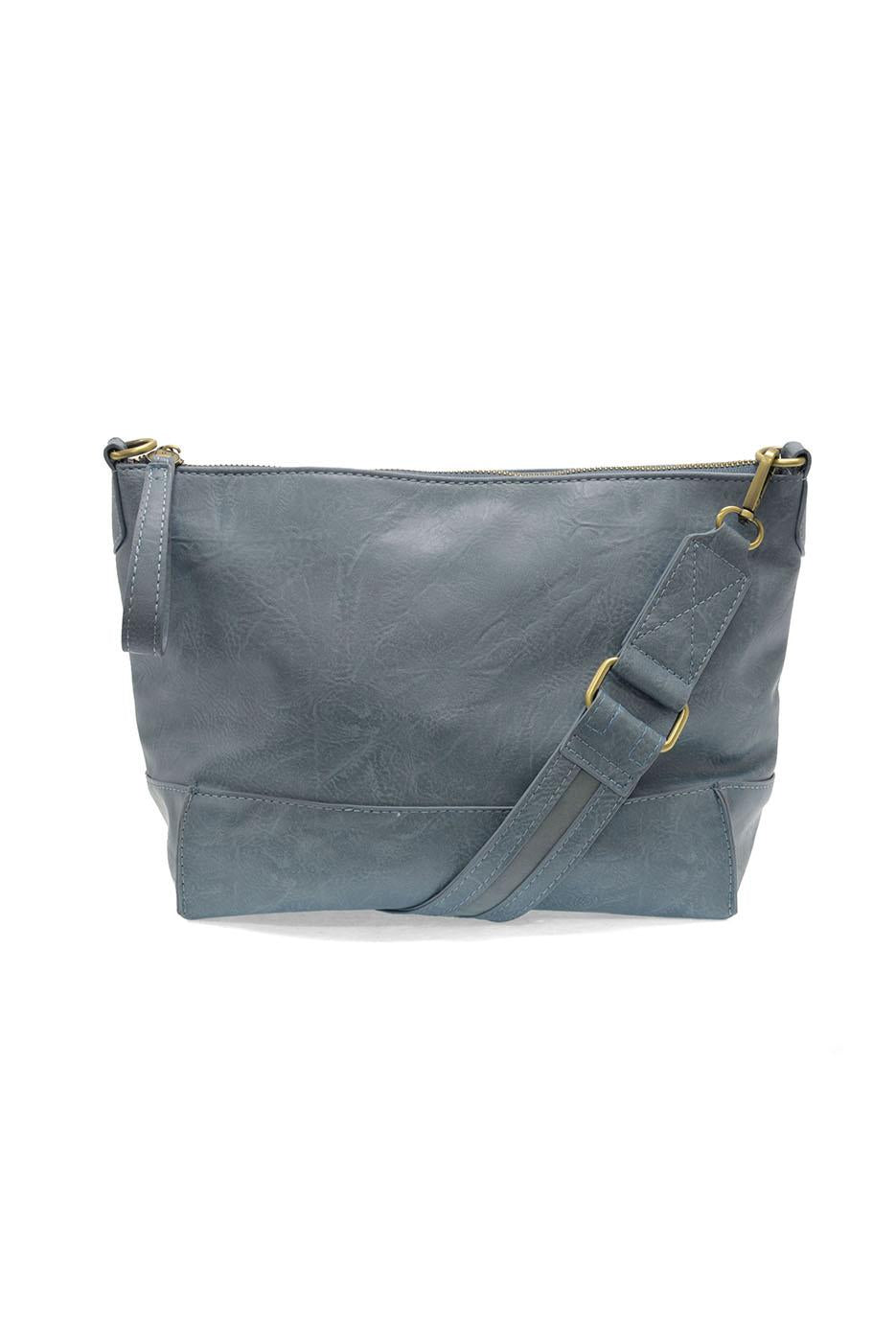 Joy Accessories Leen Seamed Crossbody bag in chambray blue with adjustable strap