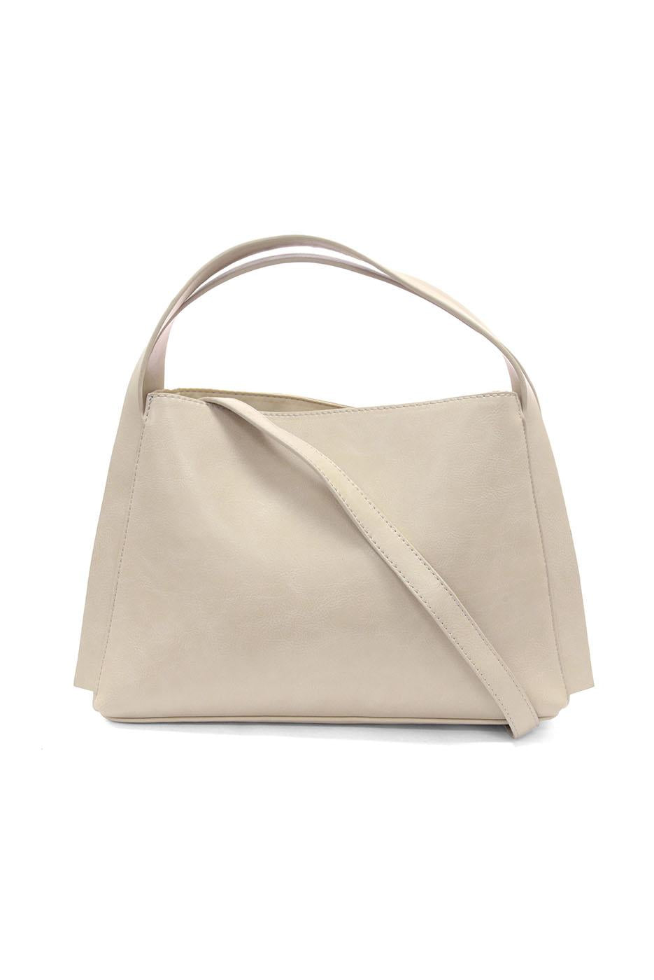 Joy Accessories Grace Satchel Crossbody in Scotch beige with dual handles and crossbody strap