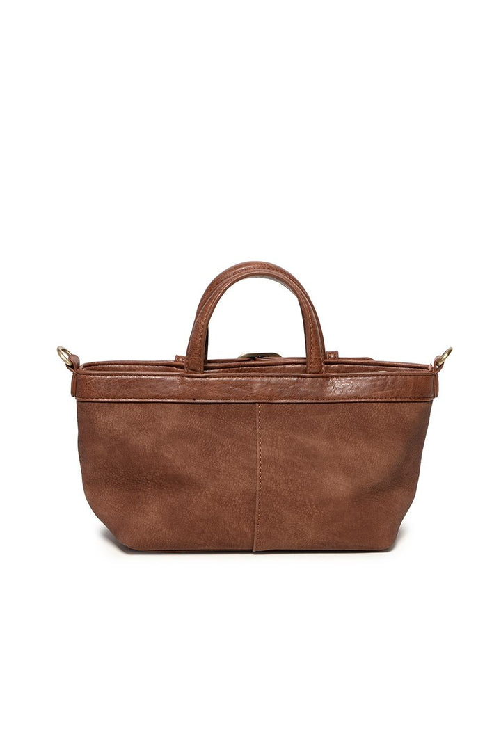 Aspyn Small Belted Sueded Tote Crossbody - Toffee