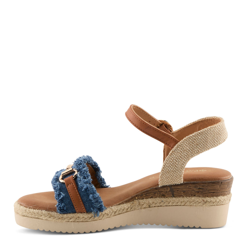 Spring Footwear Lemire platform wedge sandal in dark denim blue with espadrille sole