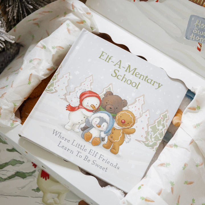 Bunnies by the Bay Elf-A-Mentary School children's board book in holiday gift packaging