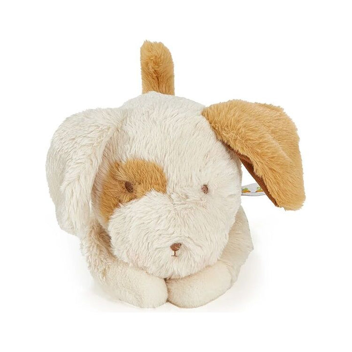 Soft plush puppy toy in cream and tan colors with floppy ears
