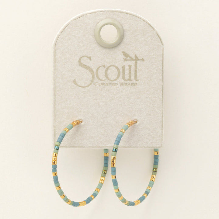 Scout Chromacolor Miyuki small hoop earrings with turquoise beads and gold accents