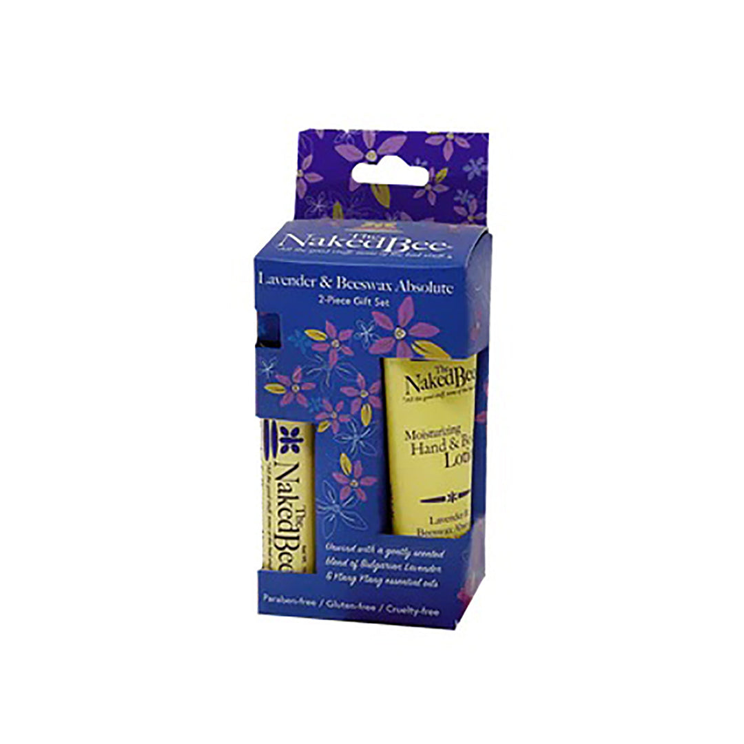Naked Bee Lavender & Beeswax Absolute 2-piece gift set in blue floral packaging