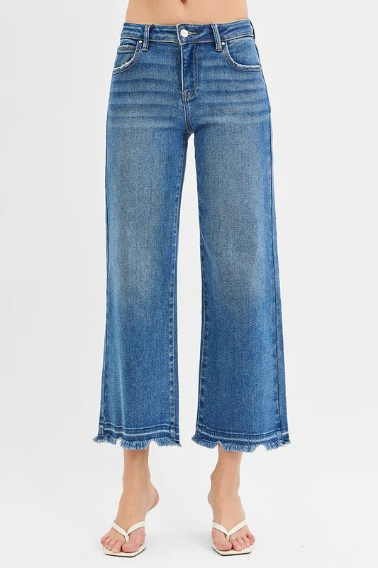 Mid Rise Crop Wide Jean