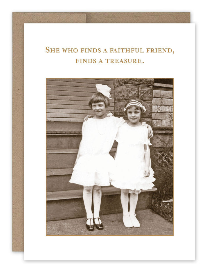 Shannon Martin Design greeting card featuring vintage photo of two girls with friendship quote