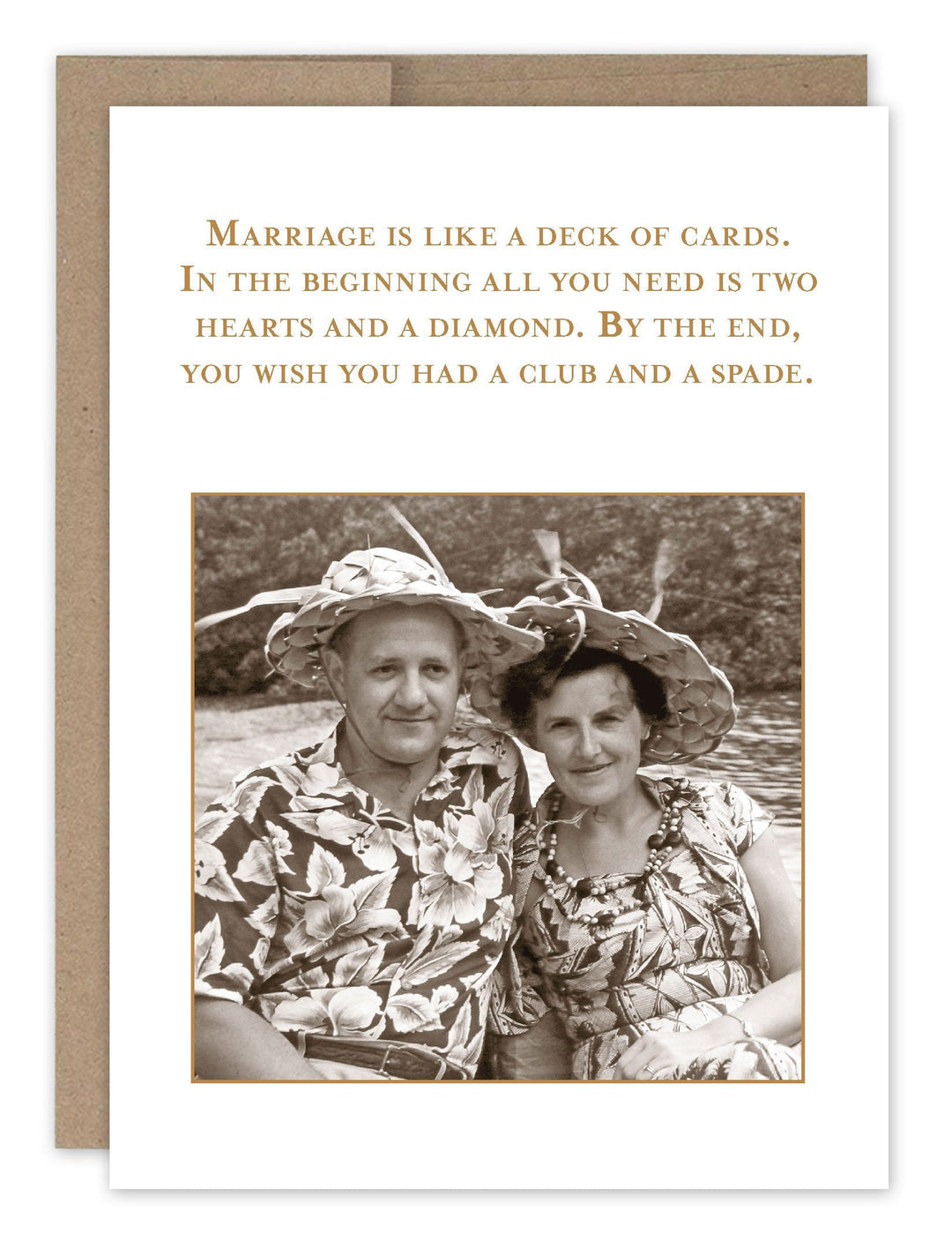 Shannon Martin Design anniversary greeting card with humorous marriage quote and vintage couple photo