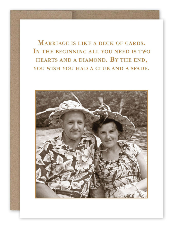 Shannon Martin Design anniversary greeting card with humorous marriage quote and vintage couple photo
