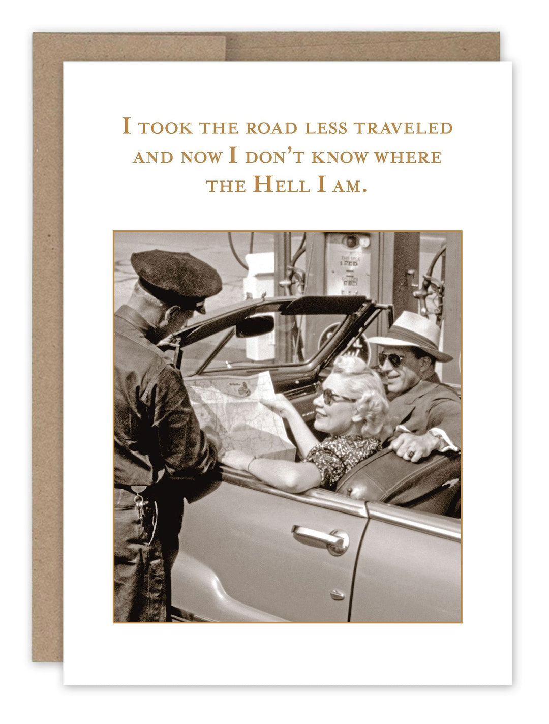 Shannon Martin Design birthday card with vintage photo and humorous travel quote