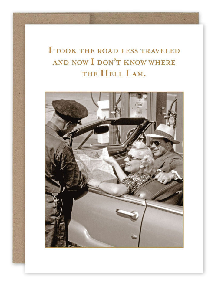 Shannon Martin Design birthday card with vintage photo and humorous travel quote