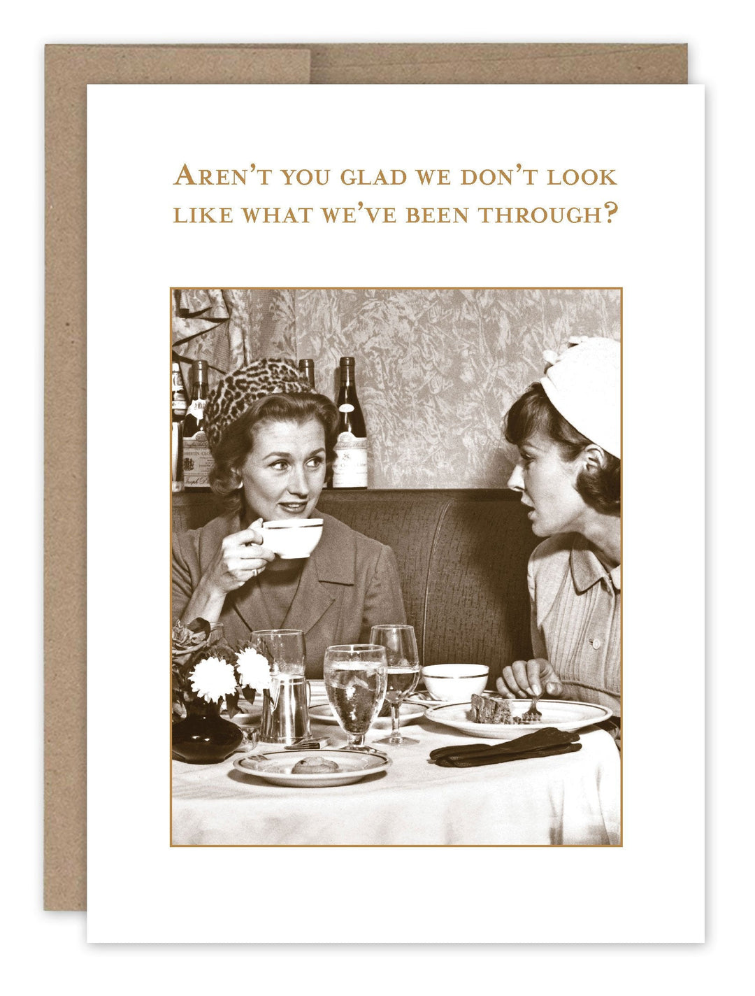 Shannon Martin Design birthday card featuring vintage photo of two women with humorous text