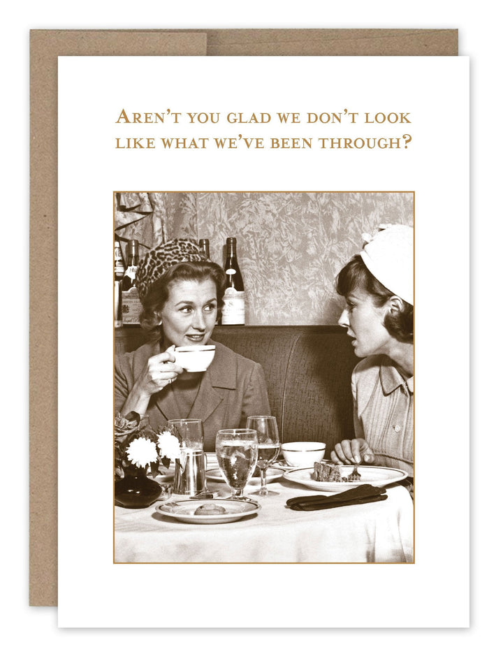 Shannon Martin Design birthday card featuring vintage photo of two women with humorous text