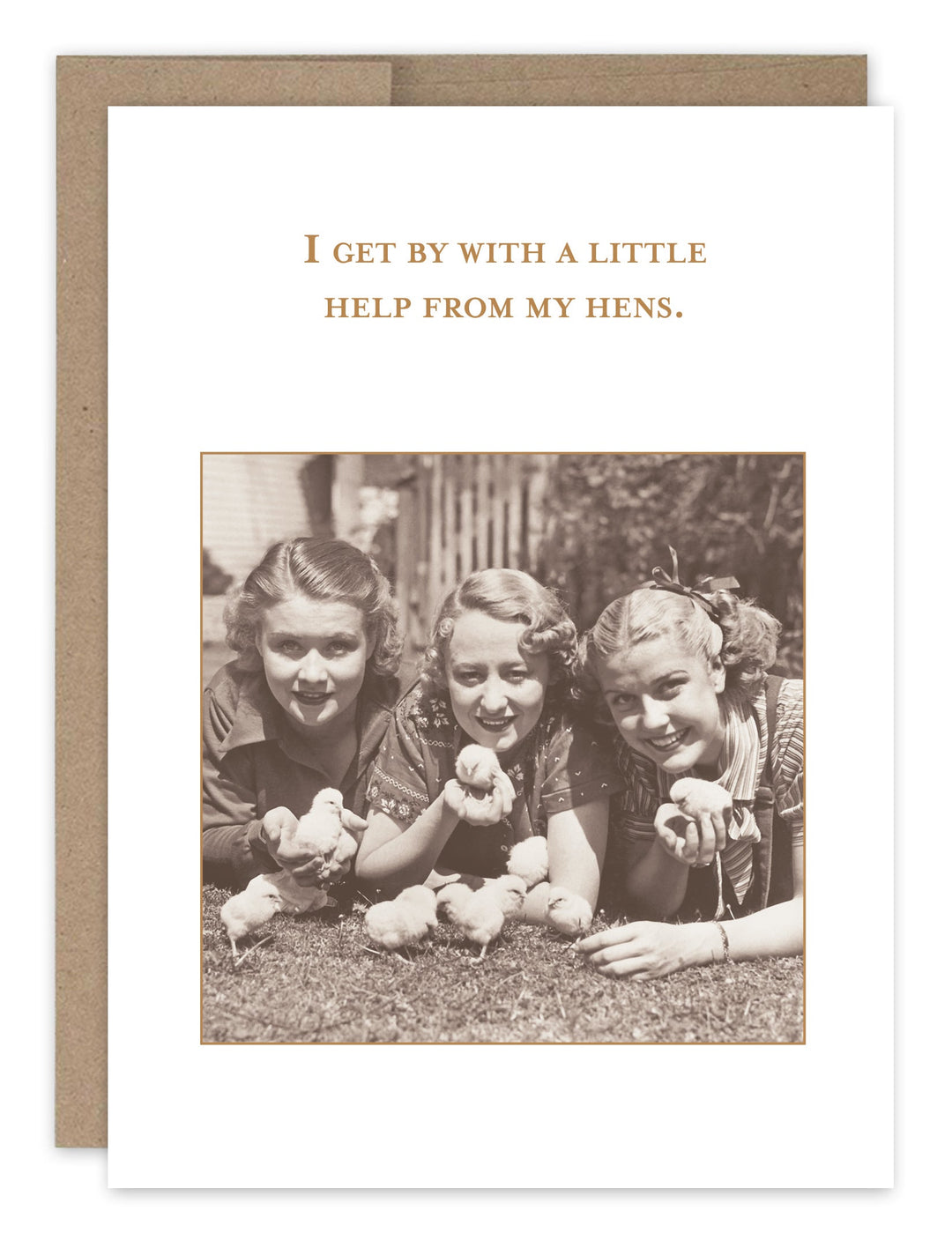 Shannon Martin Design greeting card featuring vintage photo of women with baby chicks