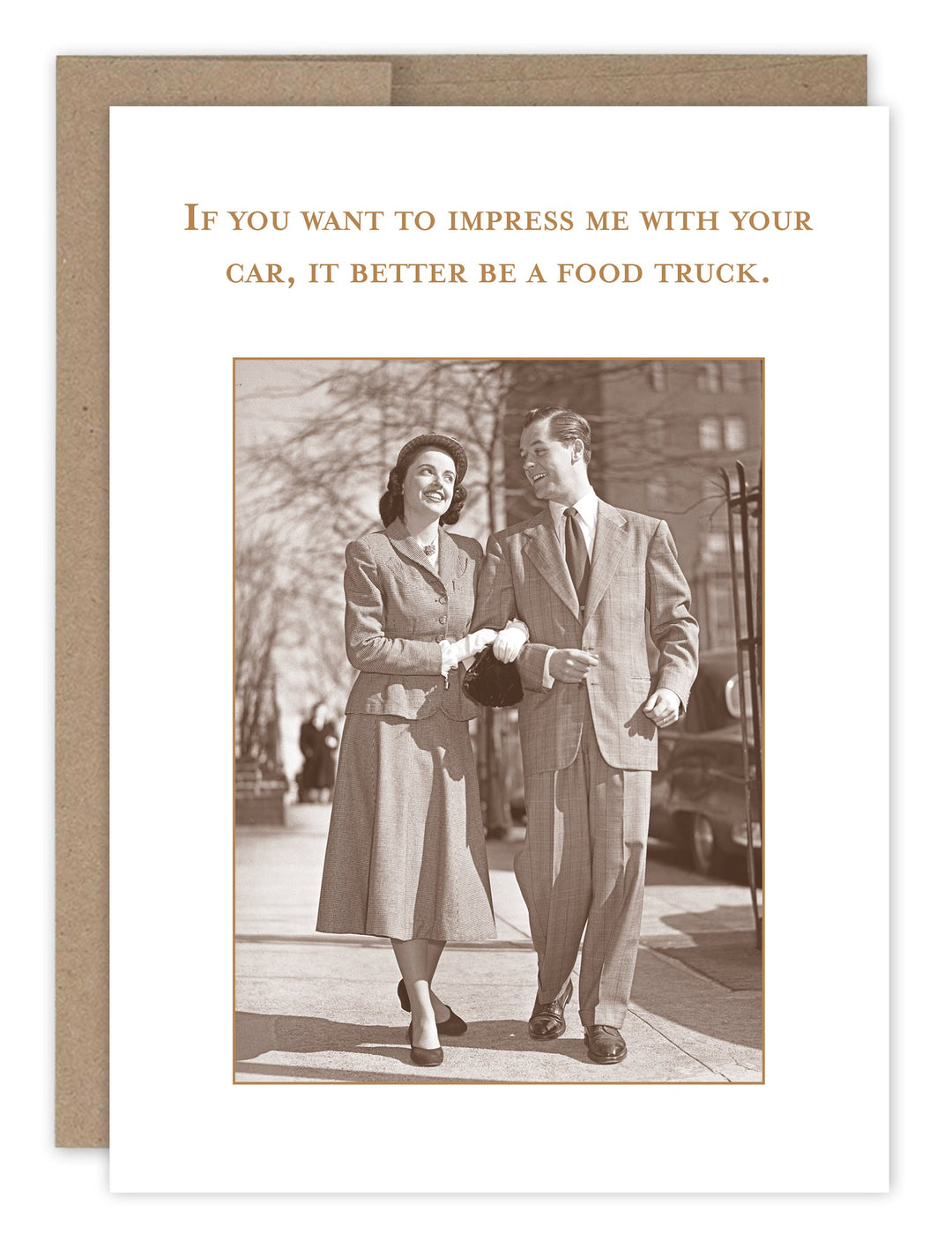 Shannon Martin Design greeting card with vintage couple photo and food truck text