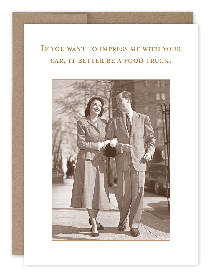 Shannon Martin Design greeting card with vintage couple photo and food truck text