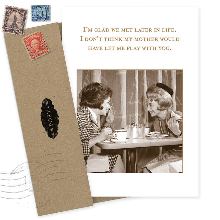 Shannon Martin Design birthday card with vintage aesthetic, kraft envelope, vintage stamps, retro photo