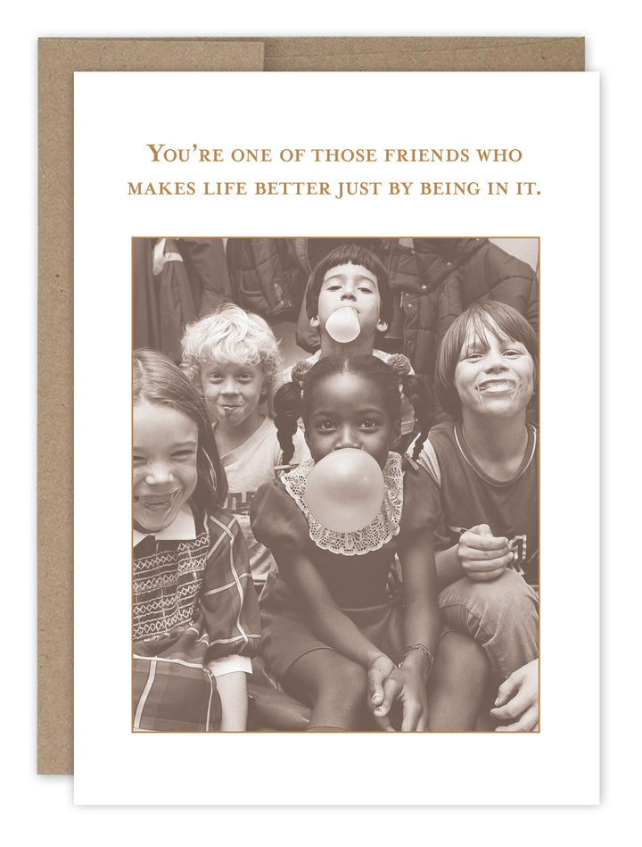Shannon Martin Design birthday card with sepia photo of children and friendship message