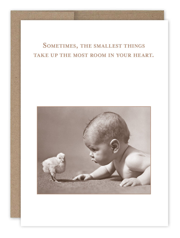 Shannon Martin Design new baby card featuring infant and chick with heartfelt quote