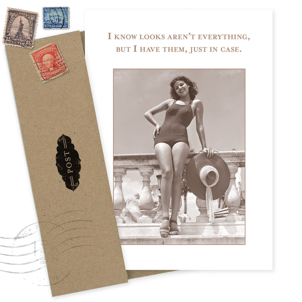 Shannon Martin Design greeting card with vintage woman photo and text about looks