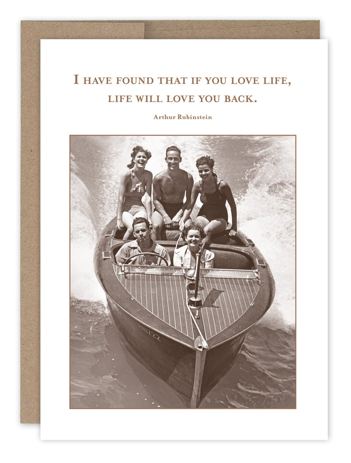 Shannon Martin Design birthday card with Arthur Rubinstein quote and vintage boat photo