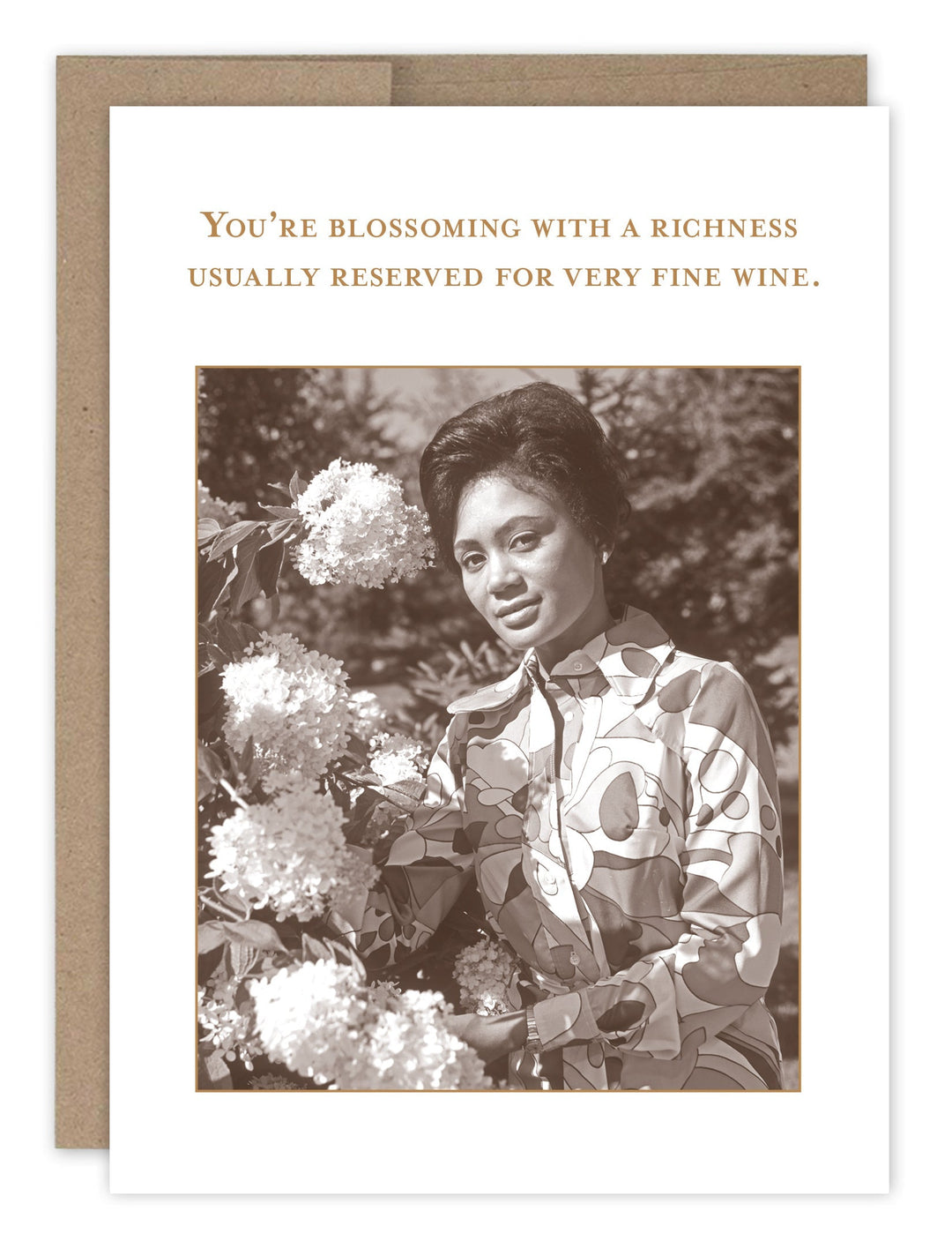 Shannon Martin Design birthday card featuring vintage woman photo with floral message