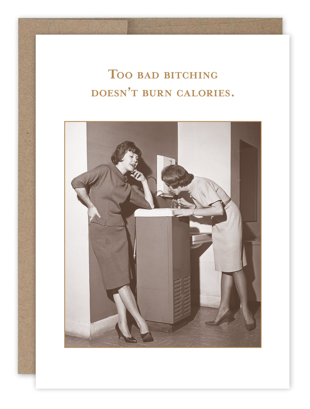Shannon Martin Design birthday card with vintage photo and humorous text about bitching and calories