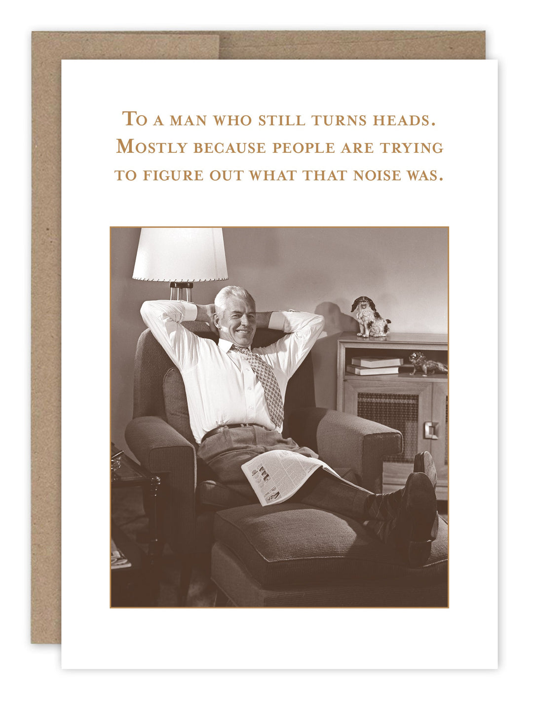 Birthday greeting card featuring vintage photo of smiling man with hands behind head