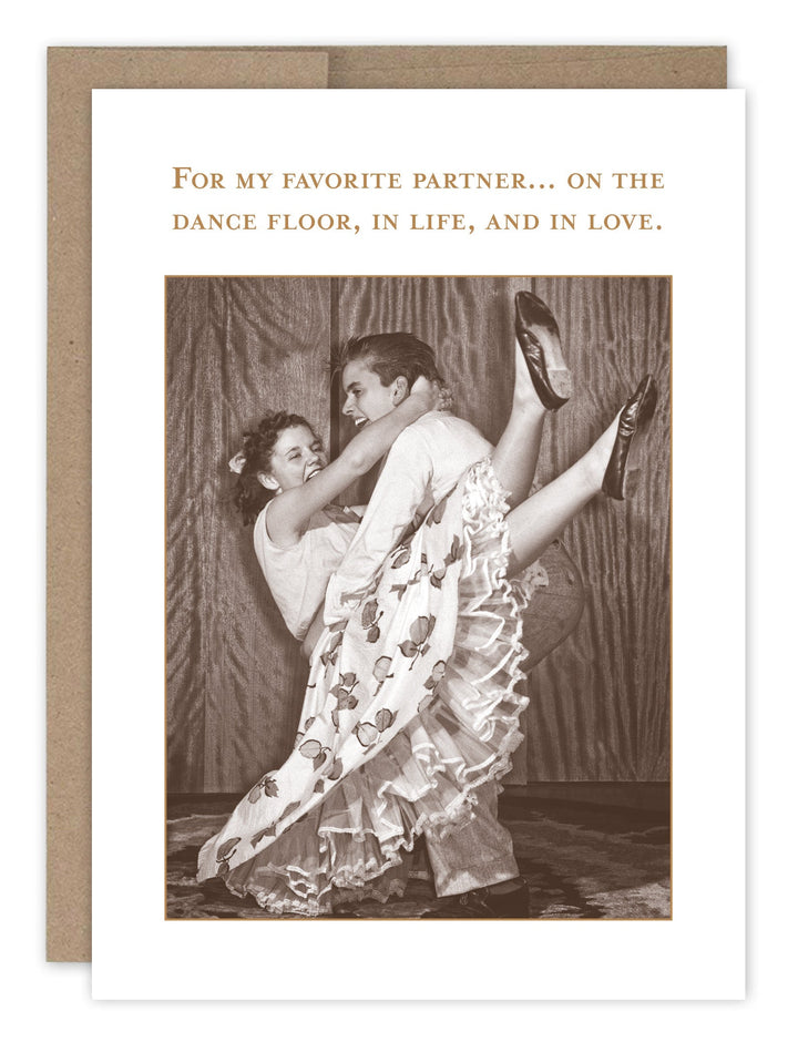 Shannon Martin Design greeting card featuring vintage dancing couple with romantic text message