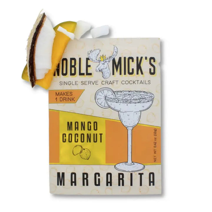 Noble Mick's Mango Coconut Margarita single serve craft cocktail mix packet, 0.42oz