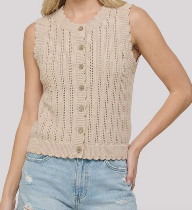 Scallop Hem Crochet Sweater