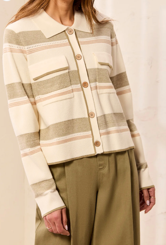 Longsleeve Sweater Cardigan w/ Collar