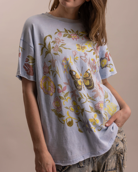 Flower Butterfly Print T-Shirt