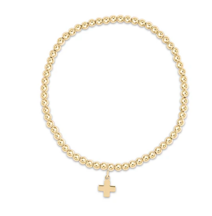 Classic Gold Bead Bracelet with Signature Cross Small Charm