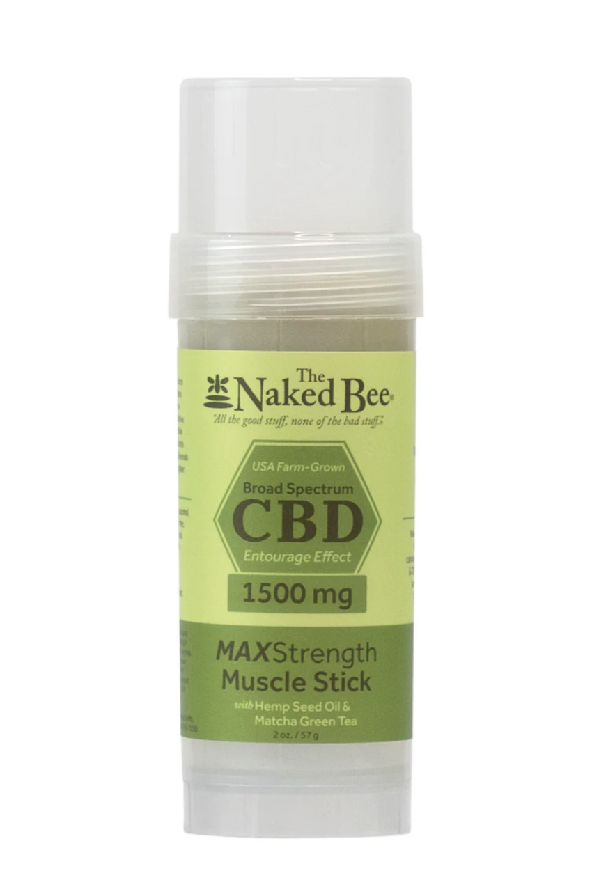 The Naked Bee CBD Max Strength Muscle Stick 1500mg with green packaging