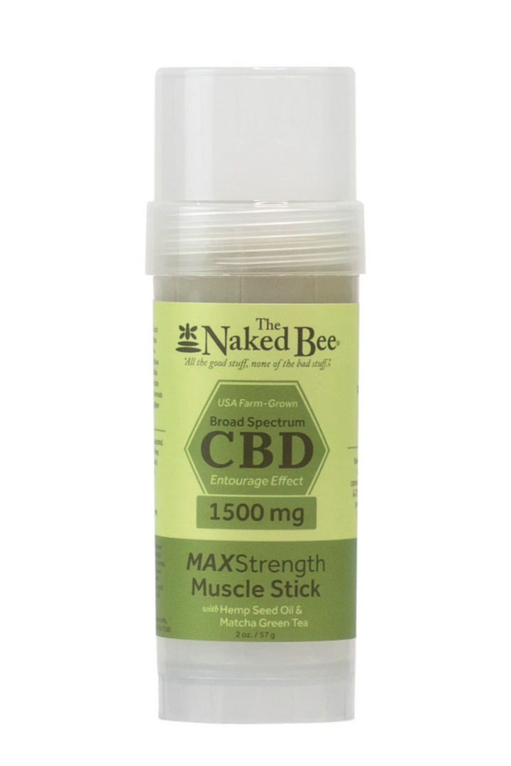 The Naked Bee CBD Max Strength Muscle Stick 1500mg with green packaging