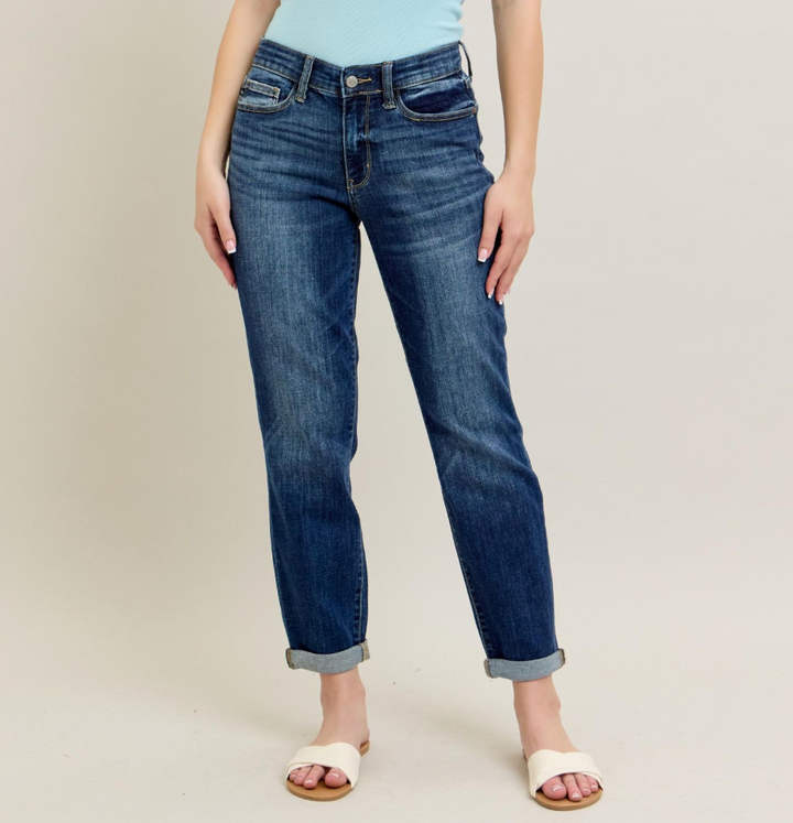 Judy Blue Mid Rise Cuffed Boyfriend