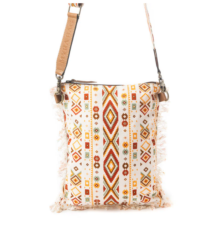 Beautiful Tapestry Crossbody Bag In Off White